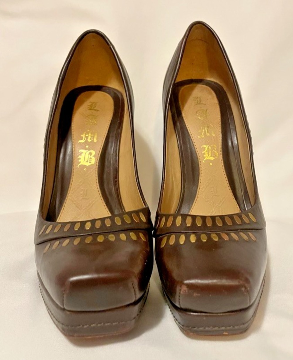 l.a.m.b. by Gwen Stefani stiletto/platform shoes brown, size 6